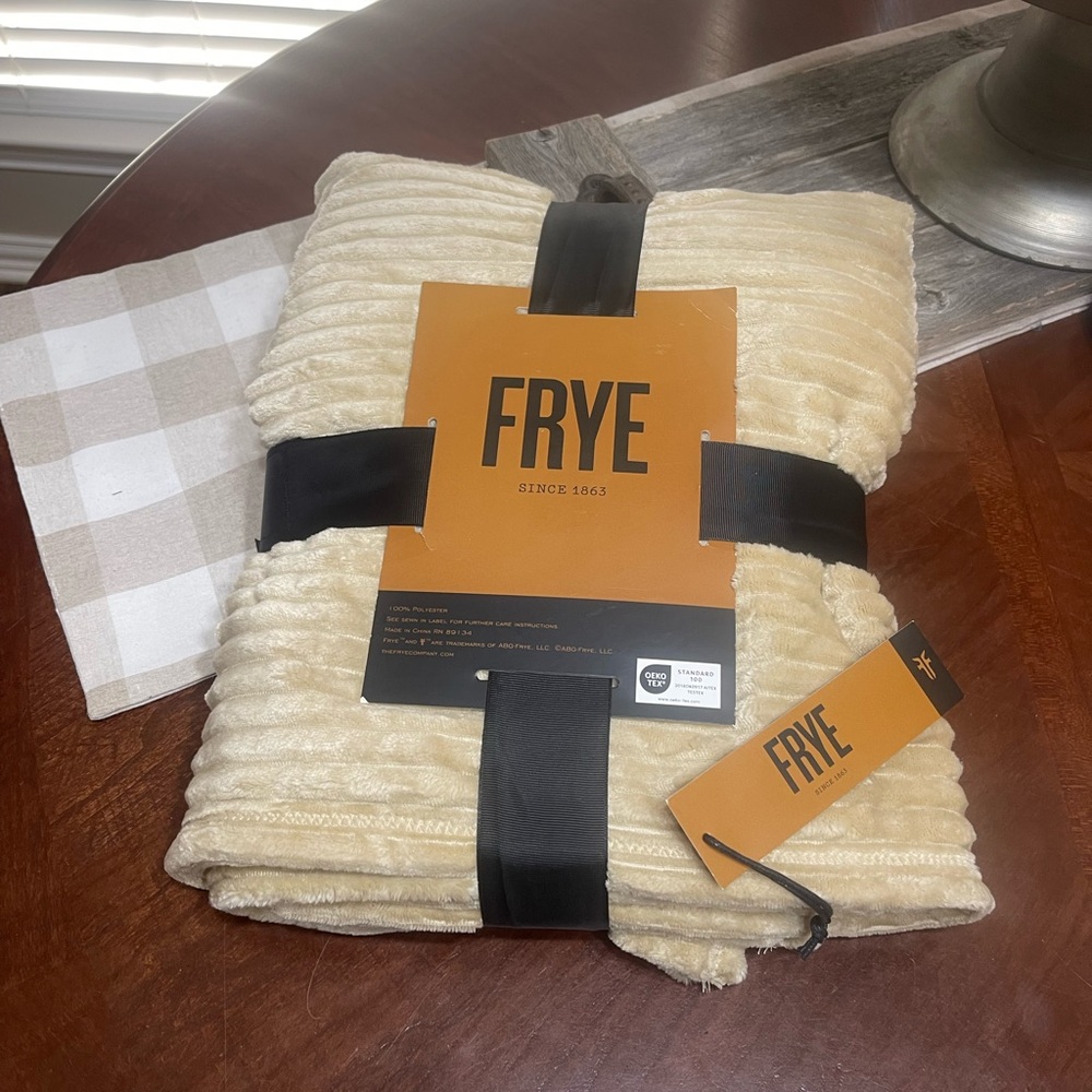 FRYE Corduroy Plush Throw Blanket NWT